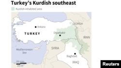 Reutersin hazırladığı Türkiyə və regionda kürdlərin yayılma arealını göstərən xəritə